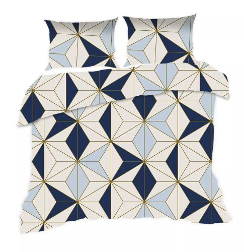 1809N Biancheria da letto in cotone Classic E24 Karo geometria blu navy- 100% cotone, resistente, colorato, set da 2 pezzi