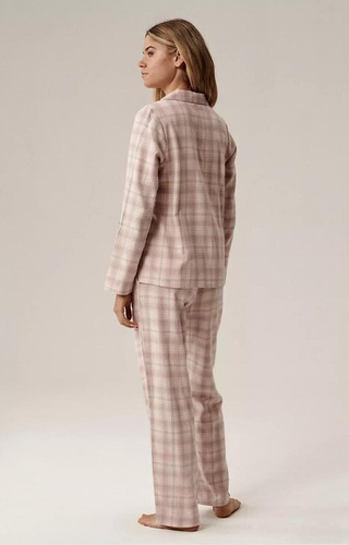 NLP-505 Pigiama donna Atlantic lavanda flanella, sbottonato, a quadri, cotone