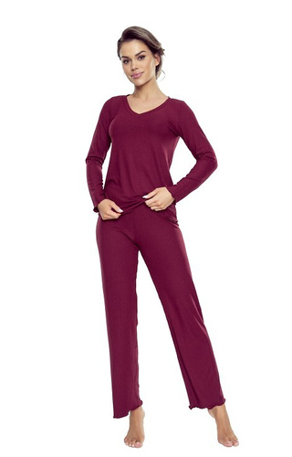 Rosaria Eldar First Lady maroon - Pigiama da donna in viscosa, set con pantaloni lunghi