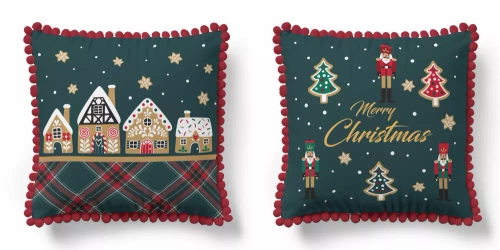 5379 Una federa decorativa natalizia Christmas Deco Detexpol casa di pan di zenzero e stelle - zip