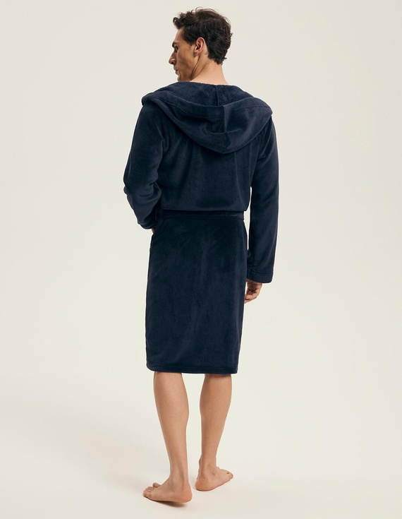 Accappatoio Henderson da uomo 43374 Naps navy- cappuccio, maglia calda, comfort ed eleganza