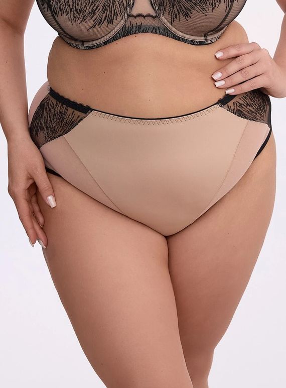Slip da donna Gaia GFP 1377 Isabela nero-beige coprenti con ricamo