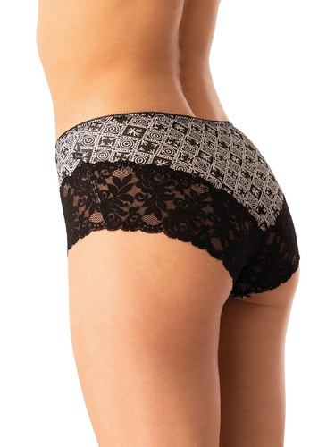 Mutandine da donna in cotone Key LPB 731 nero beige - set di 2 pezzi in scatola, taglio classico