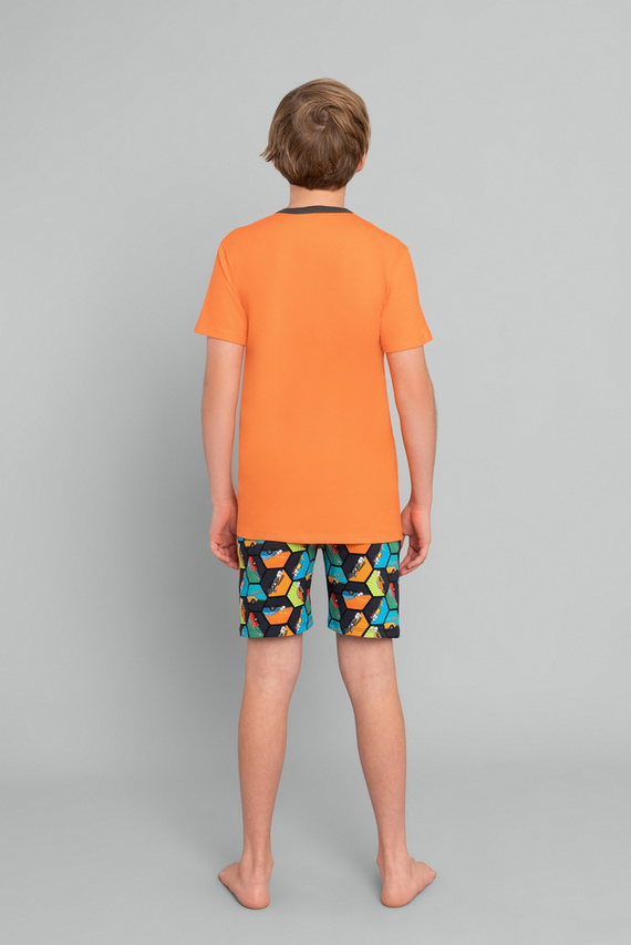 Pigiama a maniche corte Comics Boys, pantaloni Italian Fashion - arancione/stampa