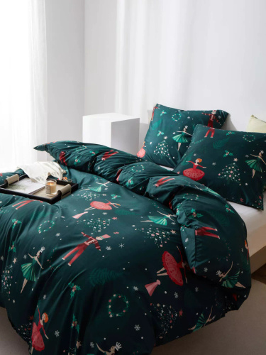 Ballet Christmas green microsatin bedding I25 Spod Igły i Nitki - morbido, liscio e resistente