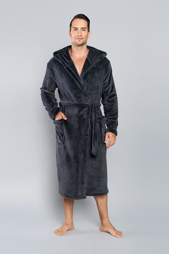 Mimas Accappatoio da uomo con cappuccio Moda italiana - grigio