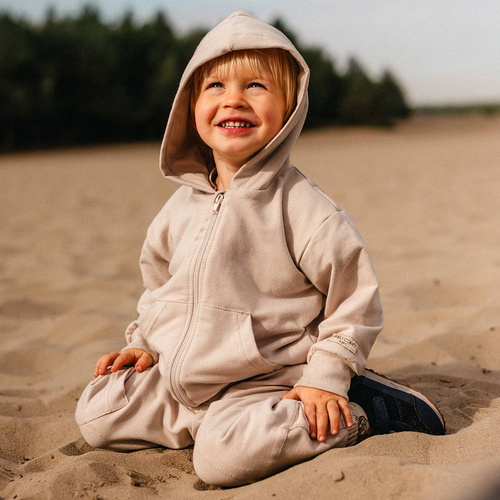 Simply Comfy Felpa per bambini Eevi beige - cotone, con zip e cappuccio