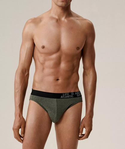 Slip Atlantic uomo 3MP-209/25 verde-marrone-blu - cotone, confezione da 3 pezzi, taglio classico