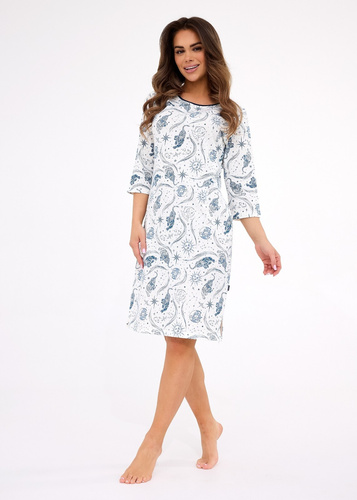 Camicia da notte Ingrid 464/448 - cotone, manica 3/4, colore ecru - comfort ed eleganza