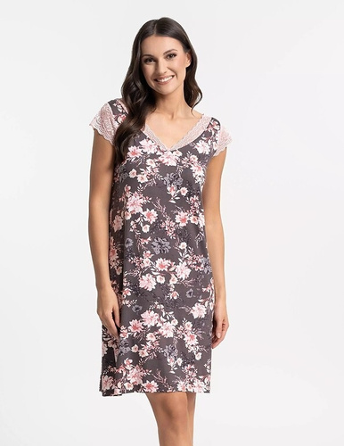 Camicia da notte donna Moraj PDK3200-012 in viscosa con pizzo, marrone