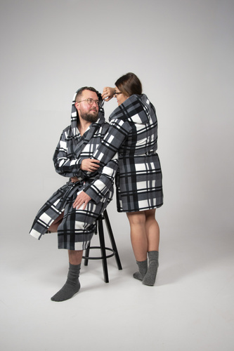 034 Accappatoio da uomo con cappuccio Lafense - Caldo, morbido, comfort premium - Ideale per la casa e la spa