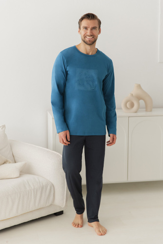 Pigiama Uomo Taro 3672 Rafael 100% Cotone Manica Lunga e Pantaloni