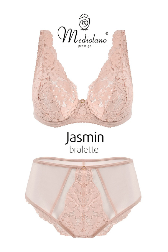 Mediolano Jasmin 19152 bralette reggiseno pizzo cipria scollo V