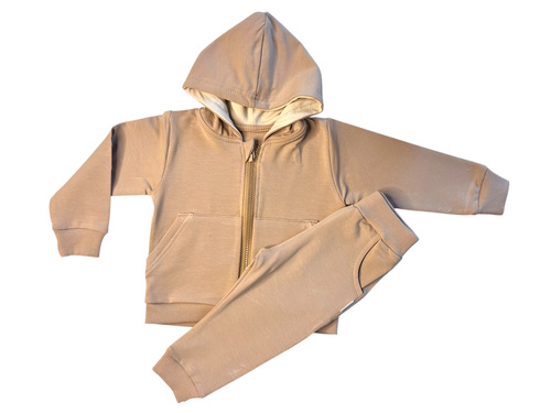 Mamatti DR2150 set tuta marrone per bambina - felpa con cappuccio e pantaloni con tasche