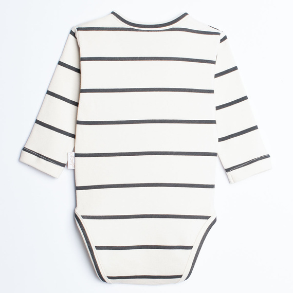 Body a portafoglio 222098 Olo Nicol 100% cotone righe grafite manica lunga