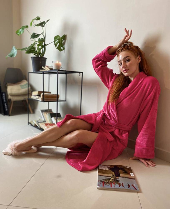 628 Accappatoio da donna Abigail Long Forex - lampone