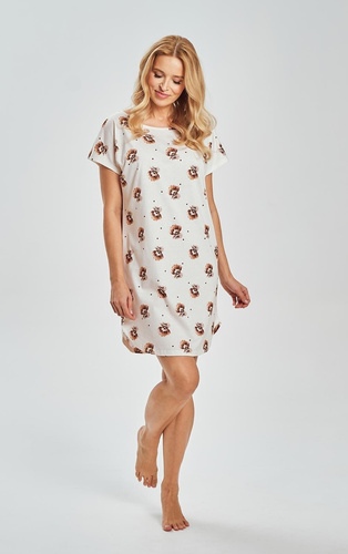 Coco Taro 3517 camicia da notte donna marrone 100% cotone