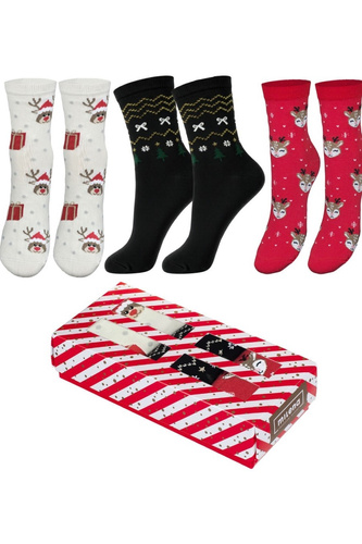 Set natalizio da donna Milena 0811.018 - cotone 3 paia di calzini in scatola