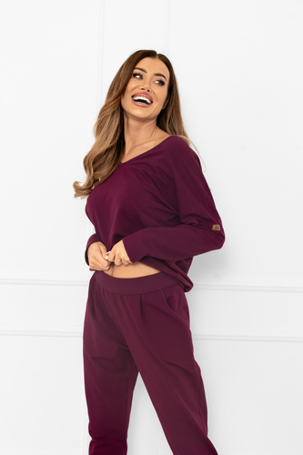 Karina Set tuta donna Moda italiana bordeaux - cotone, confortevole