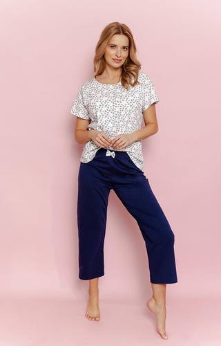 3418 Demi Pigiama da donna in cotone Taro, manica corta, pantaloni a 3/4