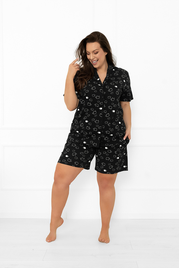 Pigiama da donna Bonnie - manica corta, pantalone corto, cotone MEGA SOFT Moda Italiana