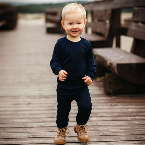 Leggings Merino Eevi - blu navy, in lana merino, cresce con il bambino