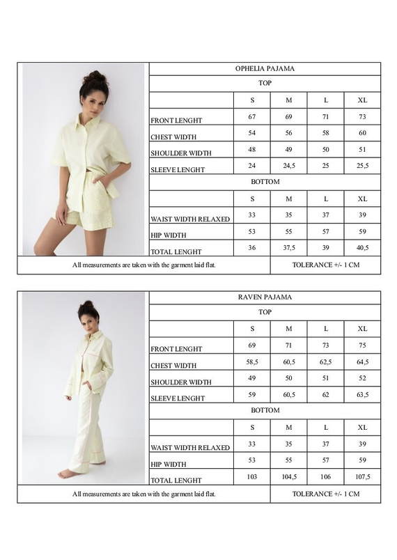 Pigiama donna Sensis Raven lime – cotone, camicia con bottoni e pantaloni