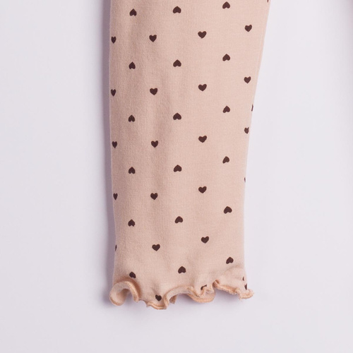 226202 Nicol HANIA Leggings bambina in cotone beige con cuoricini
