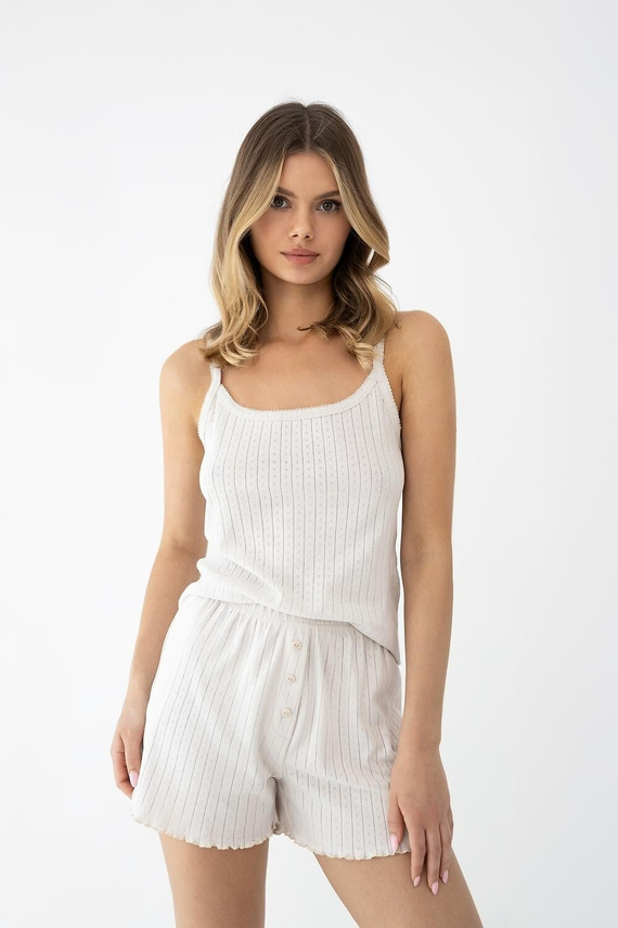 Pigiama donna Sensis Jaylani beige – set homewear 3 pezzi in cotone