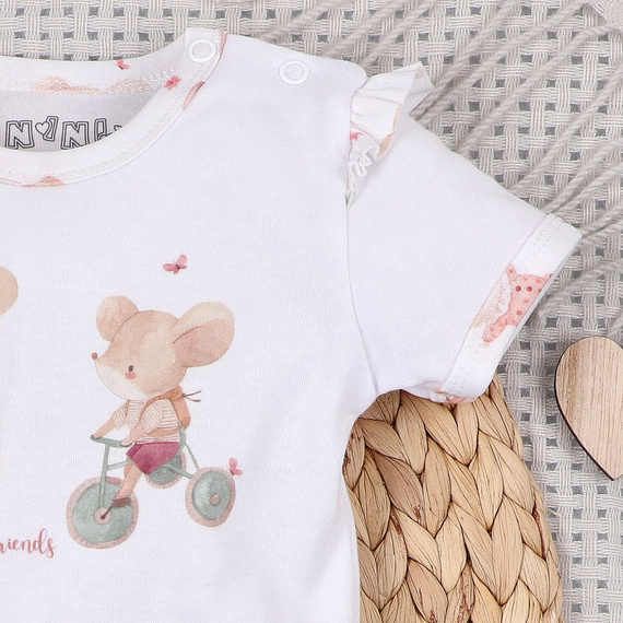 Body neonato Nini Little Mouse cotone biologico bottoni spalla manica corta