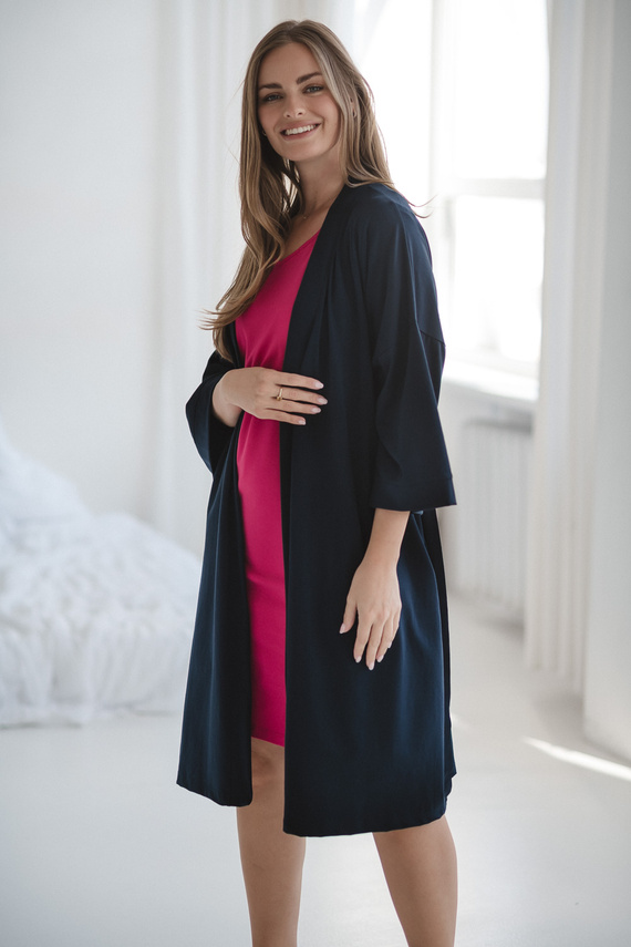Milk&Love vestaglia premaman blu navy - cotone con elastan, confortevole, manica 7/8