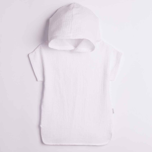 Poncho bambini Nicol 224390 mussola 100% cotone con cappuccio - bianco