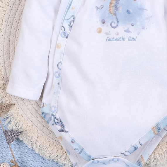 ABN-5442 Sea Of Joy Nini busta corpo bianco - cotone organico, per neonati