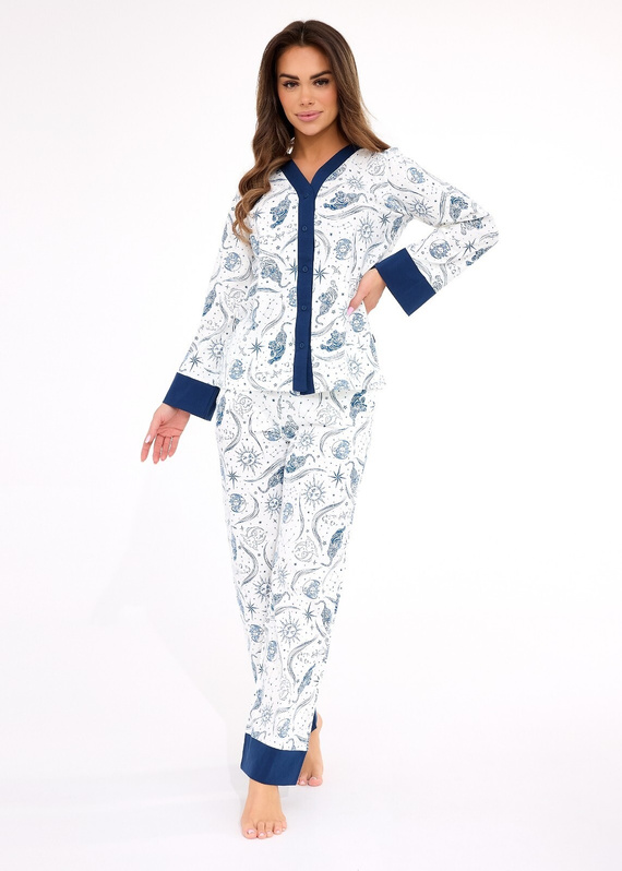 Pigiama da donna 514/443 Amber CORNETTE - cotone, manica lunga, abbottonato