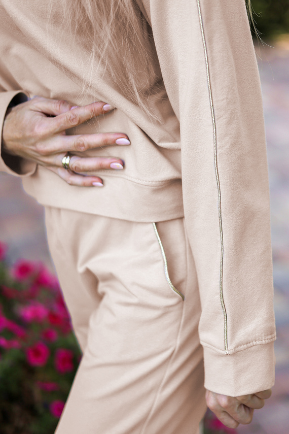 Maio tuta donna Mirale cotone 95% cotone 5% elastan, produzione polacca - set sportivo elegante - beige