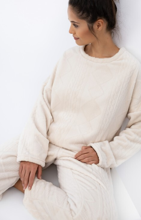 Pigiama da donna Bridget Homewear Sensis - maglia calda e morbida, ecrù