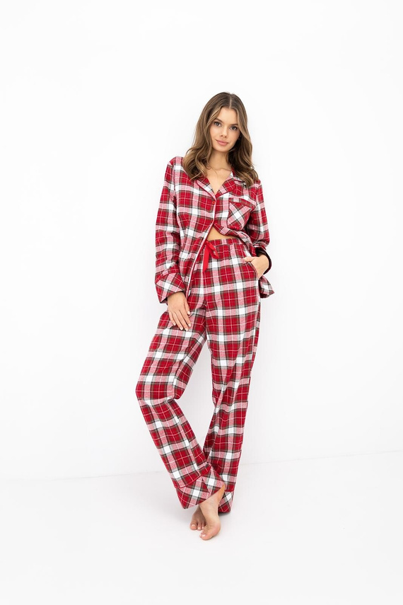 Pigiama Alivia Sensis - pigiama da donna in cotone con camicia a quadri e pantaloni lunghi