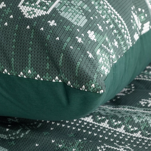 Biancheria da letto natalizia Clover Eurofirany verde scuro - cotone ranforce, reversibile