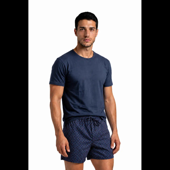 Sesto Senso 2026/01 Pigiama Uomo Corto Blu Navy 100% Cotone