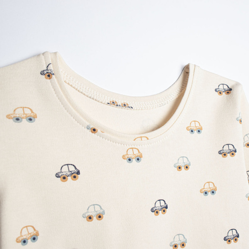 Pigiama bambino Nicol 222036 in cotone crema con macchinine colorate