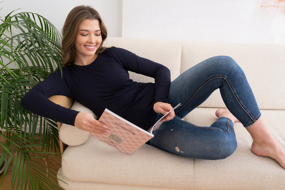 Camicetta Ibiza Donna manica lunga Moda Italiana - blu navy