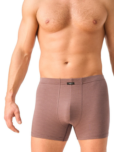 Boxer da uomo Key MXH 374 in cotone aderenti con fascia larga - marroni