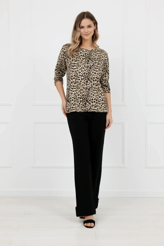 Blusa donna Kenia Italian Fashion stampa leopardata manica 3/4