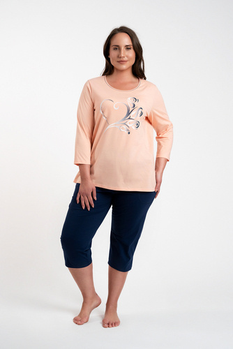 Arietta Pigiama donna maniche e pantaloni 3/4 Moda italiana - salmone