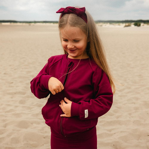 Simply Comfy Felpa bomber Eevi bordeaux per bambini - cotone, leggera, senza cappuccio
