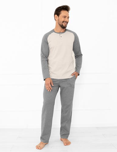 Pigiama Alexander Uomo Moda Italiana beige - cotone, lungo. maniche e pantaloni