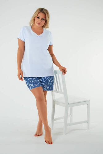 Tulip Pigiama da donna a maniche corte, pantaloncini Moda italiana - blu/stampa