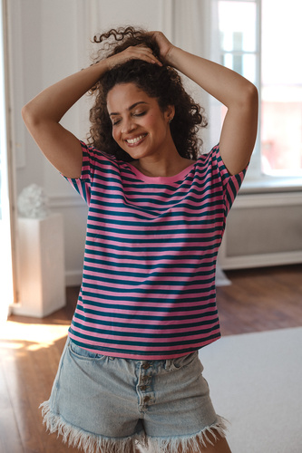 Blusa Premaman Milk&Love Two Ways 2w1 per Allattamento Reversibile Scollo a V rosa-smeraldo