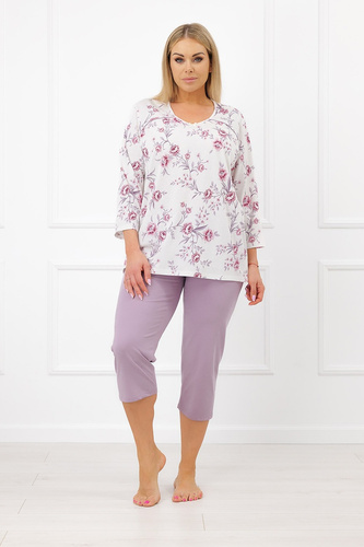 Italian Fashion Mariella Pigiama donna 100% cotone 3/4 fiori