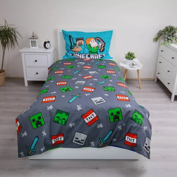 Biancheria da letto in cotone Minecraft "We Got This" Jerry Fabrics - 140x200 cm, 100% cotone, reversibile